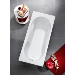 Ottofond Badewanne 170 x 75 cm weiß mit Wannenträger und Ab-/Überlaufgarnitur
