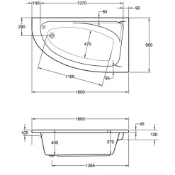 Ottofond Badewanne Marina Modell A 160 x 90 cm weiß