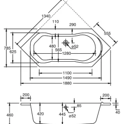 Ottofond Badewanne Ravenna 1900 x 800 mm weiß