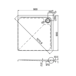 Ottofond Duschwanne Maui Q 90 x 90 x 2,5 cm weiß