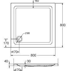 Ottofond Duschwanne quadratisch 800 x 800/30 weiß