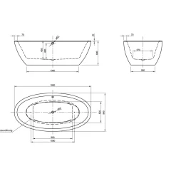 Ottofond Freistehende Badewanne Latina 190 x 94 cm weiß