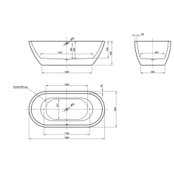 Ottofond Freistehende Badewanne Carney 190 x 89,5 cm weiß