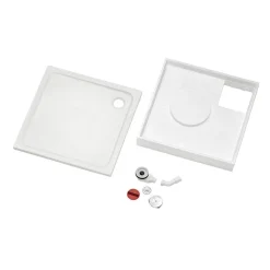 Ottofond Komplettset Duschwanne quadratisch 80 x 80 cm weiß mit Träger und Ablaufgarnitur