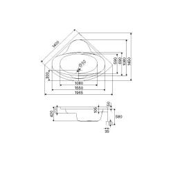 Ottofond Whirlpool-Komplettset Siam 140 cm weiß inklusive Farblichtwechsler