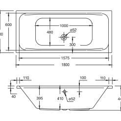Ottofond Whirlpool-Set Malta 180 x 80 cm weiß/chrom Typ 1