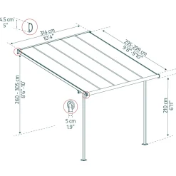 Palram Canopia Capri Alu Terrassenüberdachung Polycarbonat 3x3 m grau