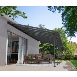 Palram Canopia Feria Alu Terrassenüberdachung Polycarbonat 4x9 m dunkelgrau