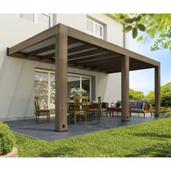 Palram Canopia Helsinki 3x6 Terrassenüberdachung aus Zedernholz / Sonnenschutzpaneele