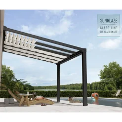 Palram Canopia Stockholm Terassenüberdachung Jalousien 3,4x3,7 m weiß