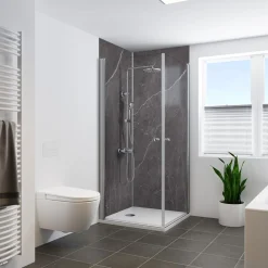 Panorama Duschwand Marmor anthrazit-weiss 100 x 255 cm