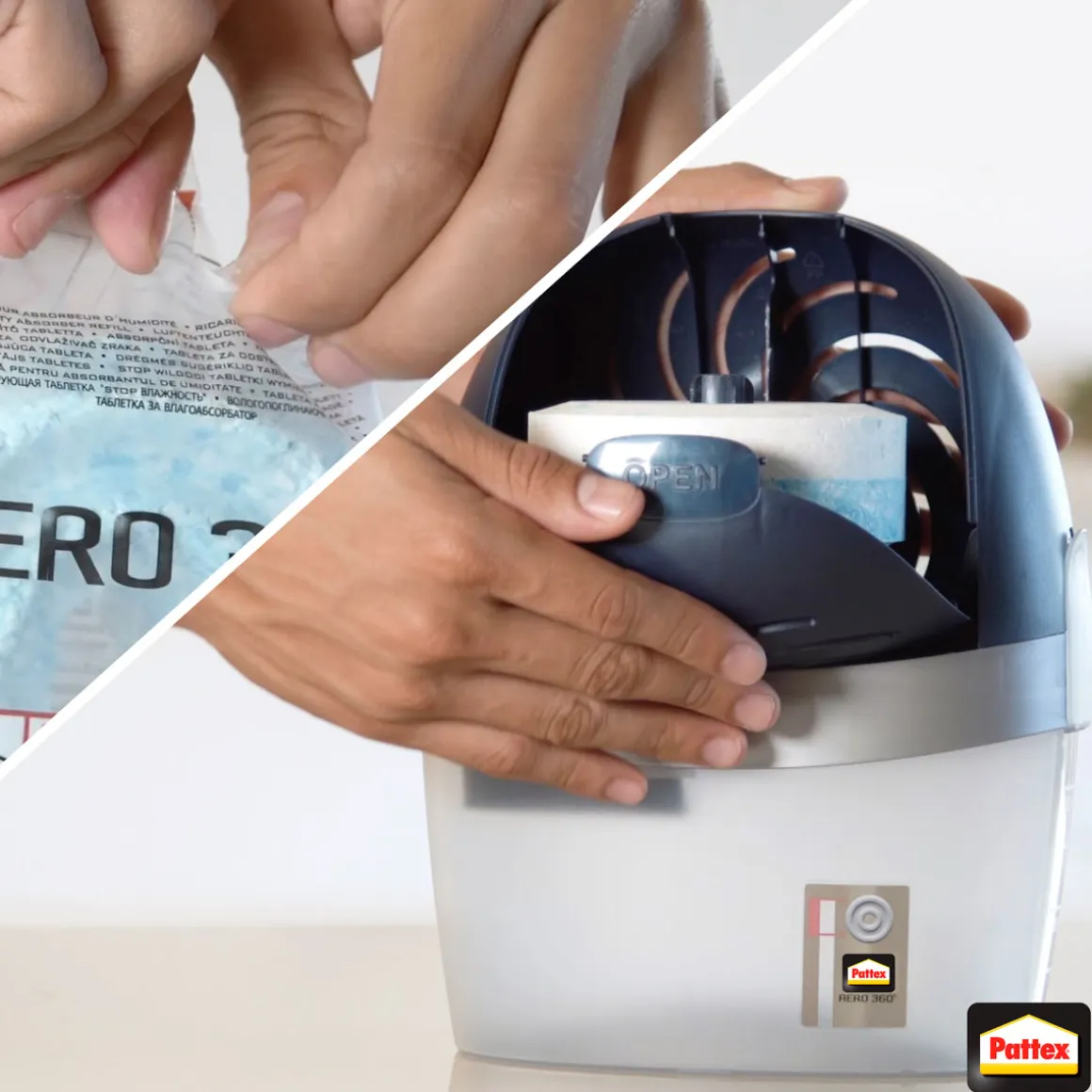 Pattex Luftentfeuchter AERO 360 1 x Gerät inkl 1 x Nachfülltab 450 g