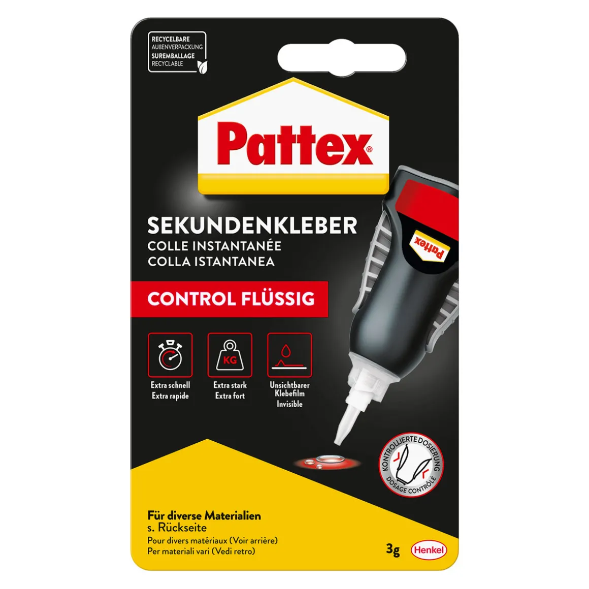 Pattex Sekundenkleber Flüssig Matic 3 g