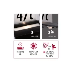Paulmann Outdoor Solar bel. Hausnummer Yoko IP44 3000K 150lm Bewegungsmelder Anthrazit