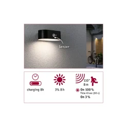 Paulmann Outdoor Solar Wandleuchte Adya IP44 3000K PIR