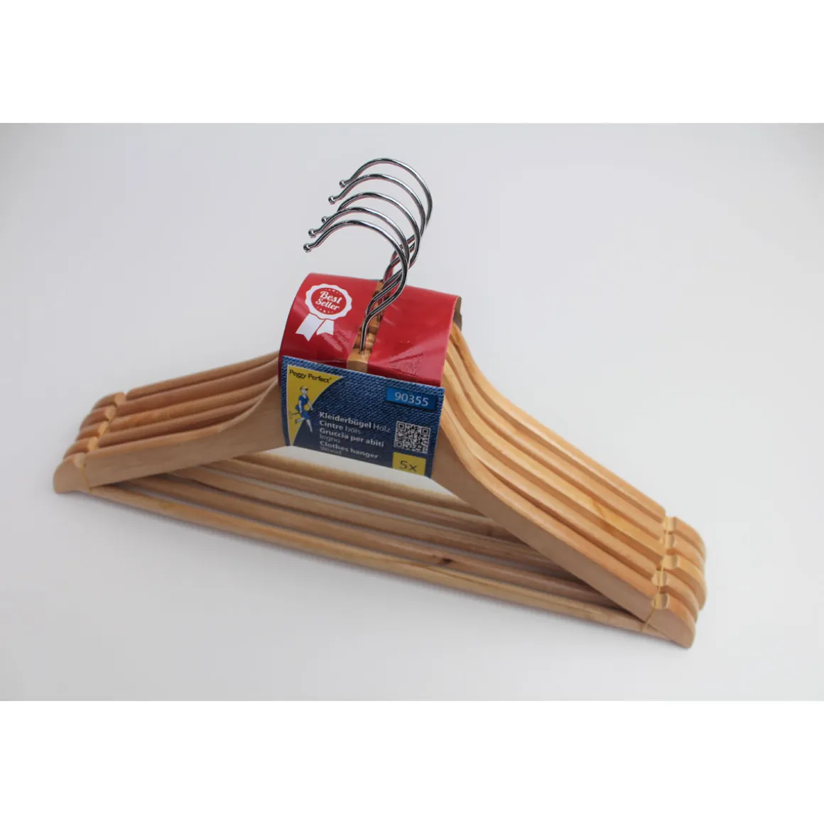 Peggy-Perfect Holzkleiderbügel mit Steg 5er Pack