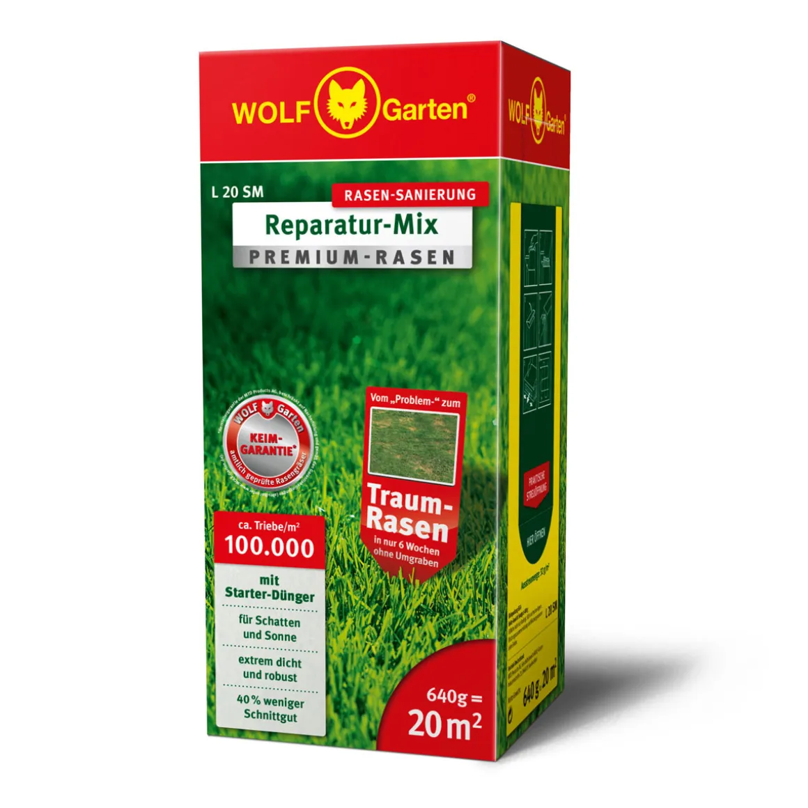 Premium-Rasen mit Starterdünger für 20 m²