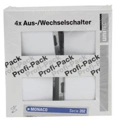 PROFI-PACK-SET Aus-/Wechselschalter Monaco ultraweiß 4 Stück Serie 202