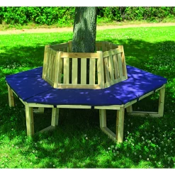 Promadino Baumbank 360 mit Sitzauflagen blau