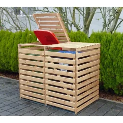 Promadino Mülltonnenbox Vario V für 2 Tonnen natur