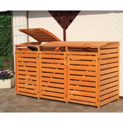 Promadino Mülltonnenbox Vario III für 3 Tonnen honigbraun