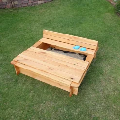 Promadino Sandkasten Donald 100 x 100 cm klappbare Abdeckung