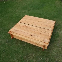 Promadino Sandkasten Donald 100 x 100 cm klappbare Abdeckung