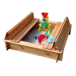 Promadino Sandkasten Donald 100 x 100 cm klappbare Abdeckung