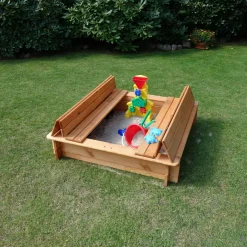 Promadino Sandkasten Donald 100 x 100 cm klappbare Abdeckung