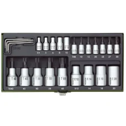 Proxxon Industrial Steckschlüssel-Satz TX 1/4 und 1/2 Zoll 24-teilig