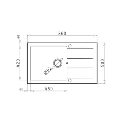 Pyramis Einbauspuele ATHLOS PLUS 86 x 50 cm 1B 1D Iron grey