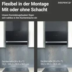 Respekta Design-Schrghaube Hera CH24060SAM 60 cm Schwarz