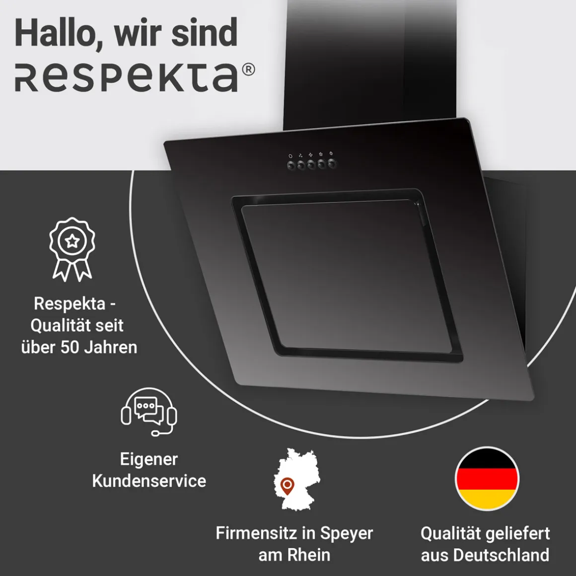 Respekta Dunstabzugshaube FTA 350 S schwarz