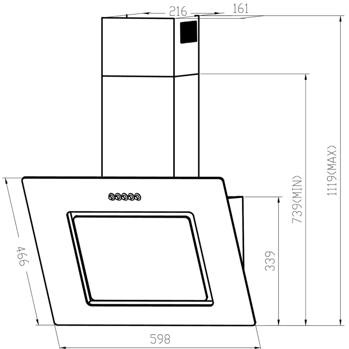Respekta Dunstabzugshaube FTA 350 S schwarz