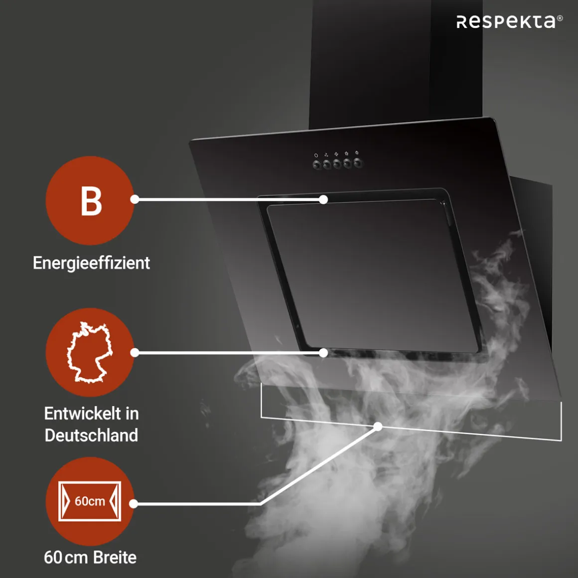 Respekta Dunstabzugshaube FTA 350 S schwarz