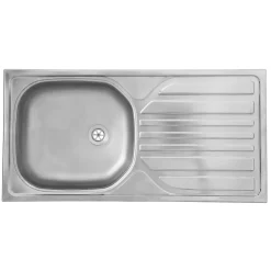 Respekta Edelstahl-Spüle inkl Ab- und Überlaufgarnitur 86 cm