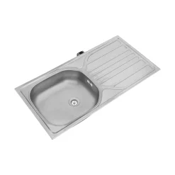 Respekta Edelstahl-Spüle inkl Ab- und Überlaufgarnitur 86 cm