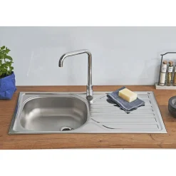 Respekta Edelstahl-Spüle inkl Ab- und Überlaufgarnitur 86 cm