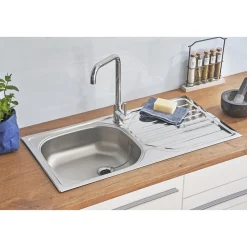 Respekta Edelstahl-Spüle inkl Ab- und Überlaufgarnitur 86 cm