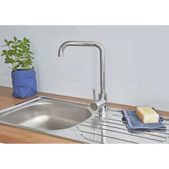 Respekta Edelstahl-Spüle inkl Ab- und Überlaufgarnitur 86 cm