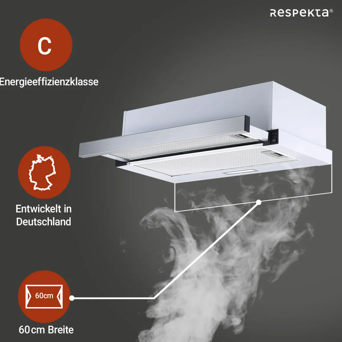 Respekta Flachschirmhaube Tessa CH4138IXC 60 cm