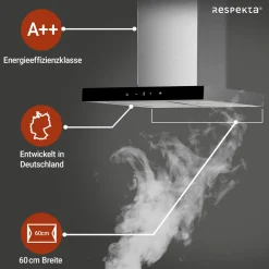 respekta Haube Edelstahl 60cm EEK A++9 Leistungsstufen LED-Beleuchtung