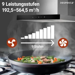 respekta Haube Edelstahl 60cm EEK A++9 Leistungsstufen LED-Beleuchtung