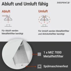 Respekta Kopffreie Schräghaube Leila Glas weiß 60 cm