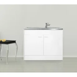 Respekta Samara Komplettspüle KS50D 100 x 50 cm Weiß / Weiß