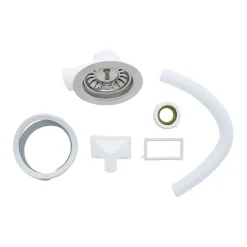 Respekta Spuele Edelstahl 49 cm inkl. Ab- und Ueberlaufgarnitur