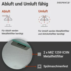 Respekta Tilla Unterbauhaube CH1259IXCN 60 cm Edelstahl