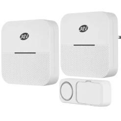 REV Ritter Funk-Gong-Set mit 2 Funk-Gongs & 1 -Taster Orchestra 58 Mel.150m weiß