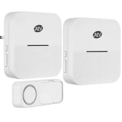 REV Ritter Funk-Gong-Set mit 2 Funk-Gongs & 1 -Taster Orchestra 58 Mel.150m weiß