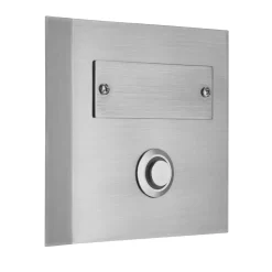 REV Ritter Klingeltaster Aufputz 1-f.quadratisch mit LED-Beleuchtung & gravierbarem Namenschild Edelstahl
